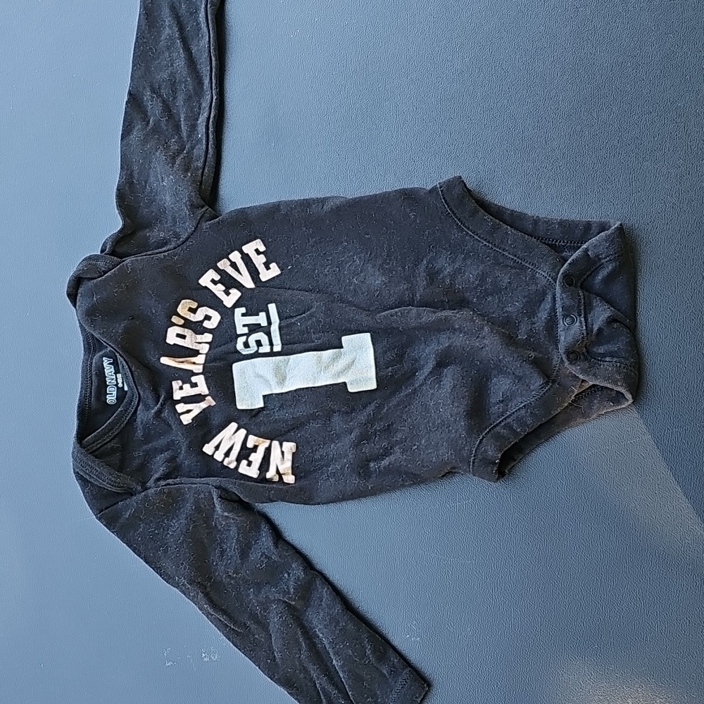 Old Navy Black New Year's Eve Baby Onesie